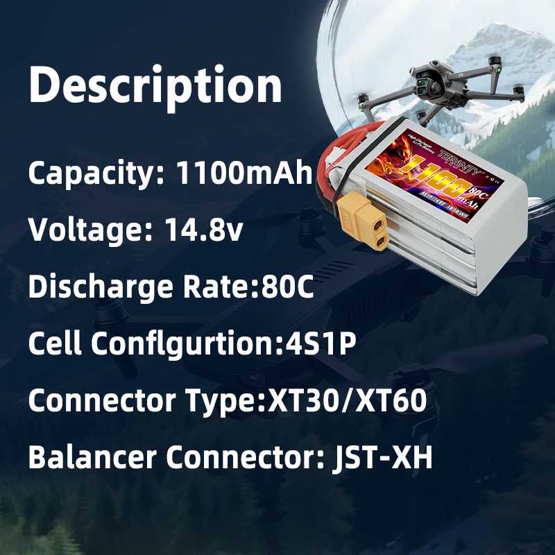 TERANTY 4S 1100mAh 80C/160C Li - огляд і ціна Drone Battery Plate